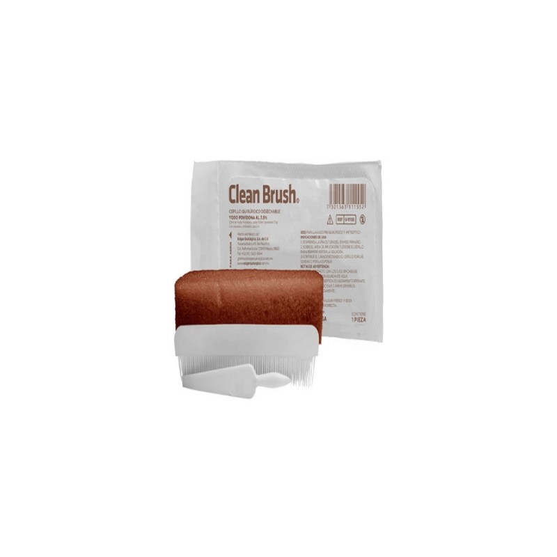 Cepillo Quirurgico Clean Brush Desechable Yodo Povidona al 7.5%
