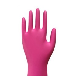Guante Unisel de Nitrilo Color Rosa Talla Extra Chica