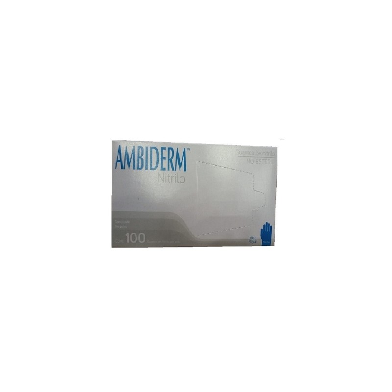 Guantes de Nitrilo Ambiderm Royal Azul Grande Caja con 100 piezas