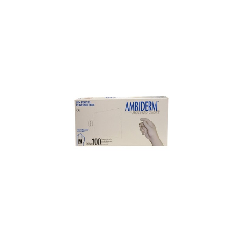 Guantes de Nitrilo Soft No Esteril Ambiderm para Exploracion Azul Chico caja con 100 pi
