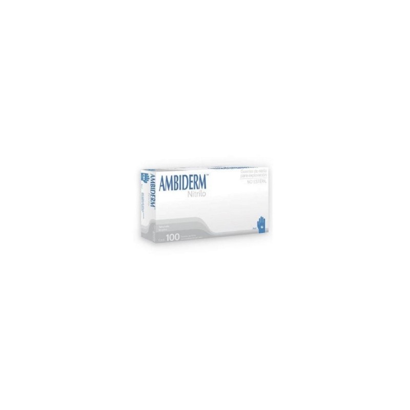 Guantes de Nitrilo text violeta Ambiderm Mediano caja con 100 piezas