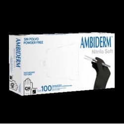 Guante de Nitrilo Soft No Esteril Ambiderm para exploracion Negro mediano caja c/100 pi
