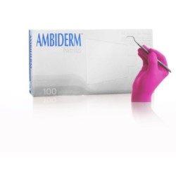 Guante de Nitrilo Soft No Esteril Ambiderm para exploracion Rosa mediano caja c/100 pi