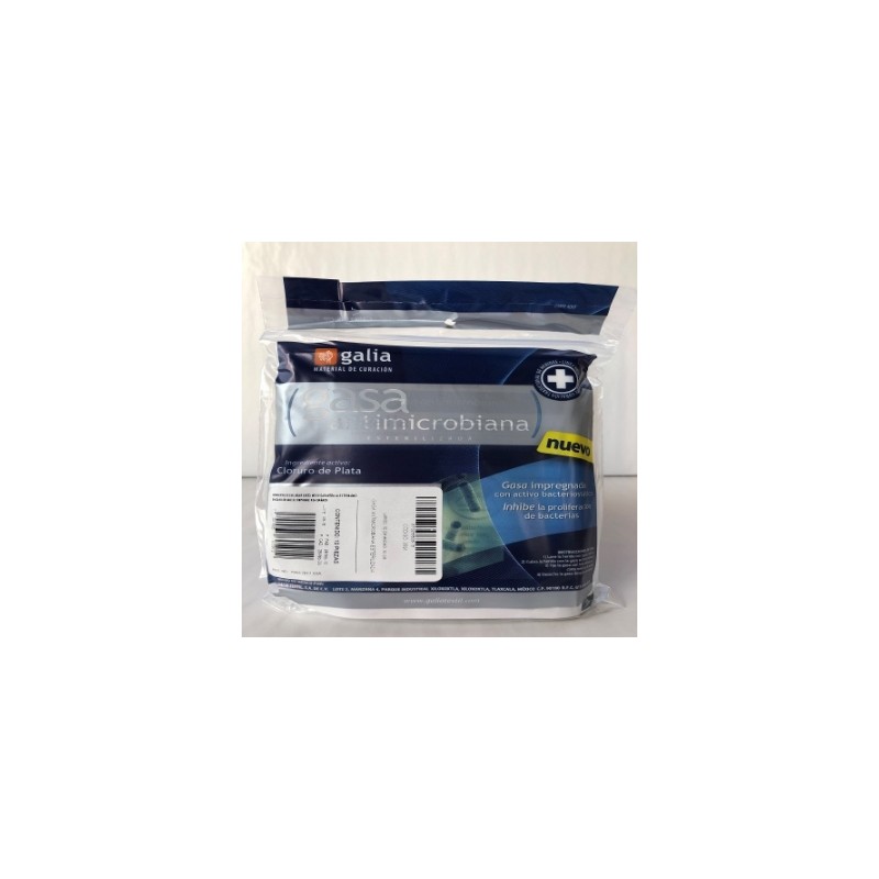 Gasa Antimicrobiana esterilizada 10cmX10cm Tipo IV 8 capas 24X20 Bolsa 10 pzas