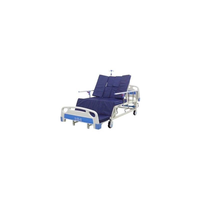 CAMA MANUAL HOSPITALARIA MEDSTAR DE 5 POSICIONES CON SILLA CARDIACA CON COLCHON SECCIONADO DE 8 CM